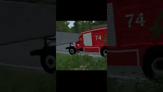A fire truck was rushing to a call and crashed into a bridge - BeamNG Drive