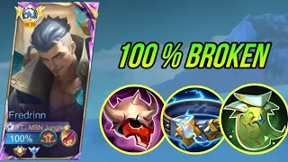 THE MOST BROKEN HERO OF META!!🔥TOP 1 GLOBAL FREDRINN BEST BUILD AND EMBLEM 2024