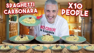 How to Make SPAGHETTI CARBONARA for Large Group of 10 People