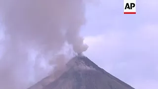 Plumes of smoke billowing from Mayon volcano in Philippines