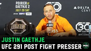 Justin Gaethje talks Dustin Poirier win; Responds to Conor McGregor | UFC 291 Post Fight Presser