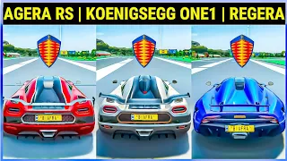 FH4 Drag Race: Koenigsegg Agera Rs Vs Koenigsegg One:1 Vs Koenigsegg Regera