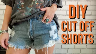 DIY Distressed Denim Cut Off Shorts From Jeans | Easy How To Tutorial