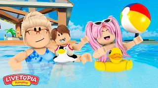 ROTINA! FOMOS COM A VOVÓ NA PISCINA! Roleplay Livetopia- ROBLOX