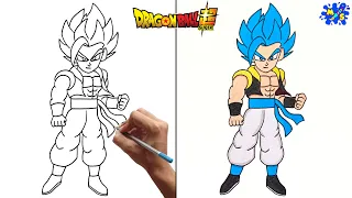 Gogeta Blue Drawing || How to Draw Gogeta Super Saiyan Blue Full Body from Dragon Ball Super