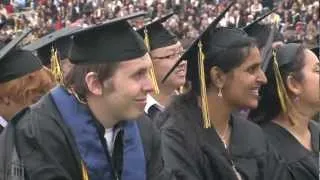 Paralyzed student, Austin Whitney, walks at graduation. [UC Berkeley]