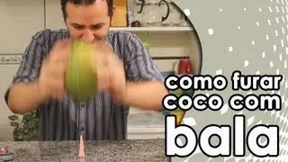 Como furar um COCO com uma bala 7 Belo (EXPERIÊNCIA)