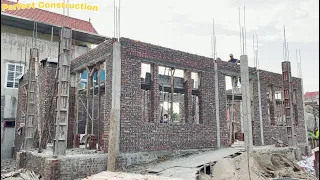 Complete Construction Of Concrete Columns And Skills In Building Straight Brick Walls Accurately