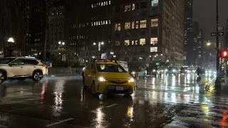 New York 2023 |Walking in Heavy Rain at Night in New York City (Jan 25)