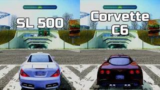 NFS Most Wanted: Mercedes SL 500 vs Chevrolet Corvette C6 - Drag Race