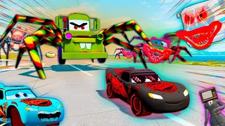 Lightning McQueen's Epic Escape: Battling Monstrous Spider-Legged Beasts! Cars Eater | BeamNG.Drive