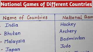 National Games of Different Countries| Countries and their National Games