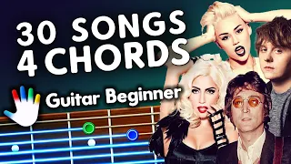 Play 30 Songs With ONLY 4 Easy Chords (G / D / Em / C) Guitar Lessons for Beginners Tutorial