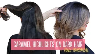 Caramel Highlights on Dark Hair [BALAYAGE HIGHLIGHTS ON DARK BROWN HAIR] #caramelhighlights