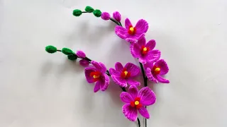 Cách làm hoa Lan hồ điệp bằng kẽm nhung - How to make orchids using a pipe cleaner