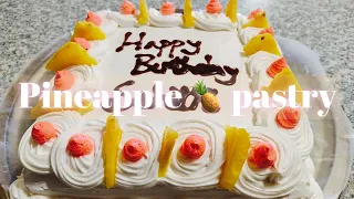 Eggless Pineapple 🍍 pastry cake | how to make eggless whole wheat pineapple pastry cake