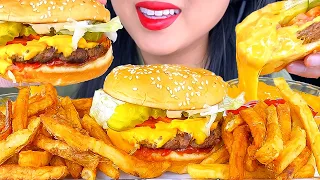 ASMR FIVE GUYS CHEESEBURGER & CHEESY FRIES COMPILATION #asmr #mukbang #food