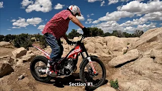 A true beginner at trials - Beta EVO 300 - 3rd person view of the 3 Sections I made for practicing.