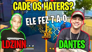 LDZIN PROVOU PRA TODOS QUE NÃO USA HACK!CADES OS HATERS? LDZIN VS DANTES 7 A 0!O MELHOR DO FREE FIRE