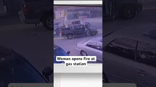 Woman opens fire at gas station