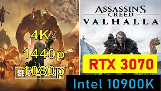 Intel 10900k with RTX 3070 in 1080p, 1440p, 4k | 10+ Games Benchmarks