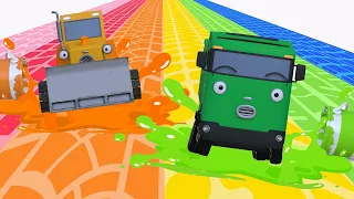 The Rainbow Paint Party l Learn Colors with Strong Heavy Vehicles l Tayo Kids Songs