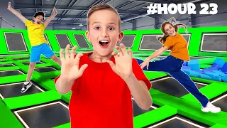 Vlad's Birthday in Extreme TRAMPOLINE PARK | 24 HOUR CHALLENGE