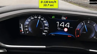 Peugeot 508 GT 2.0 180 BlueHDI 2019 Acceleration 0-100km/h & 0-190km/h WET