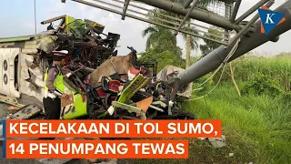 Bus Pariwisata Tabrak Tiang di Tol Surabaya-Mojokerto