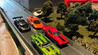 DieCast hot wheels car racing in a top of the list A class race. Best times and overtakes series 6