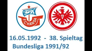 FC Hansa Rostock - Eintracht Frankfurt     Fußball Bundesliga 1991/92