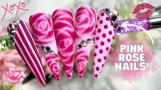 BLOOMING ROSE NAIL DESIGN| VALENTINES NAILS| HOW TO CREATE RODES WITH GEL POLISH| MADAM GLAM