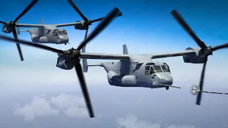 US $70 Million V-22s Refuel from Gigantic Tanker Plane in the Sky