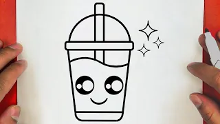 HOW TO DRAW A CUTE CUP DRINK ,STEP BY STEP ,DRAW CUTE THINGS