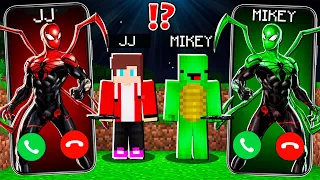 JJ Creepy Spider Man vs Mikey Spider Man CALLING at NIGHT to MIKEY and JJ ! - in Minecraft Maizen