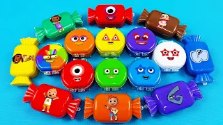 Finding Numberblocks, Cocomelon SLIME Mix Coloring in Round Suitcase, Candy   Satisfying Videos ASMR