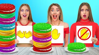 SEM AS MÃOS VS 2 MÃOS VS 1 MÃO || Desafio das 1000 Camadas de Comida! Por 123 GO! FOOD