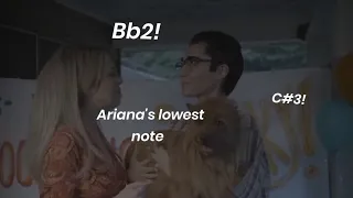 Ariana Grande Lowest Note sung live Bb2?!(idk for sure don't sue me)