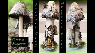 How to make a realistic Polymer Clay fairy wild mushroom house.  Easy and fun  craft tutorial