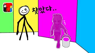 스틱맨이 나타났다! 색깔을 모두 찾아 미로를 통과해요! 로블록스 Color or Die