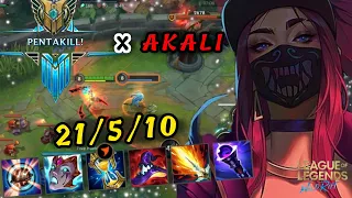 AKALI PENTAKILL • CRAZY ONE SHOT Wild Rift  #akali #pentakill