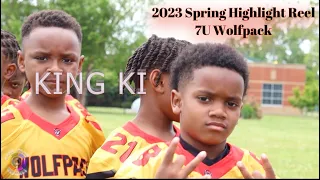 FREE FLOW VISUALS - "King Ki" - 2023 Spring Highlight Reel. 7U Wolfpack. #youthfootballhighlights