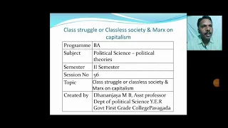 Class Struggle Or Classless Society &Marx On Capitalism