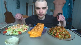 МУКБАНГ СВИНИНА В СОУСЕ С УДОНОМ / ШАУРМА / САЛАТ - ЦЕЗАРЬ С КРЕВЕТКАМИ / EATING Mukbang ASMR АСМР