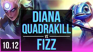 DIANA vs FIZZ (MID) | Quadrakill, Triple Kill, Legendary | EUW Master | v10.12