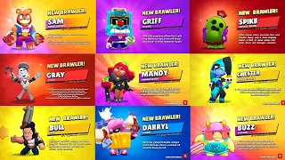 All 111 Brawlers Unlock Animation | New Brawlers  Mandy | Chester | Gray and other