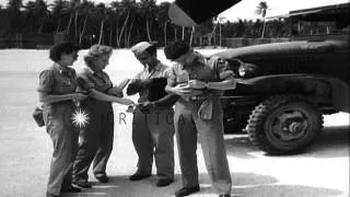 Marine Major General HM Smith and Air Force Major General Willis H Hale on Tarawa HD Stock Footage