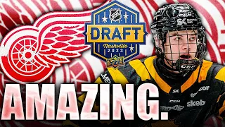 AMAZING PICK BY DETROIT RED WINGS: AXEL SANDIN PELLIKKA 17TH OVERALL (2023 NHL Draft Top Prospects)