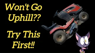 Riding Mower Won't Pull Up Hill  DIY Clean Out The Dirt Also How To Replace The Ground Drive Belt