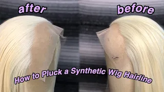 HOW TO PLUCK A SYNTHETIC WIG HAIRLINE | BEGINNER FRIENDLY | AMAZON WIG